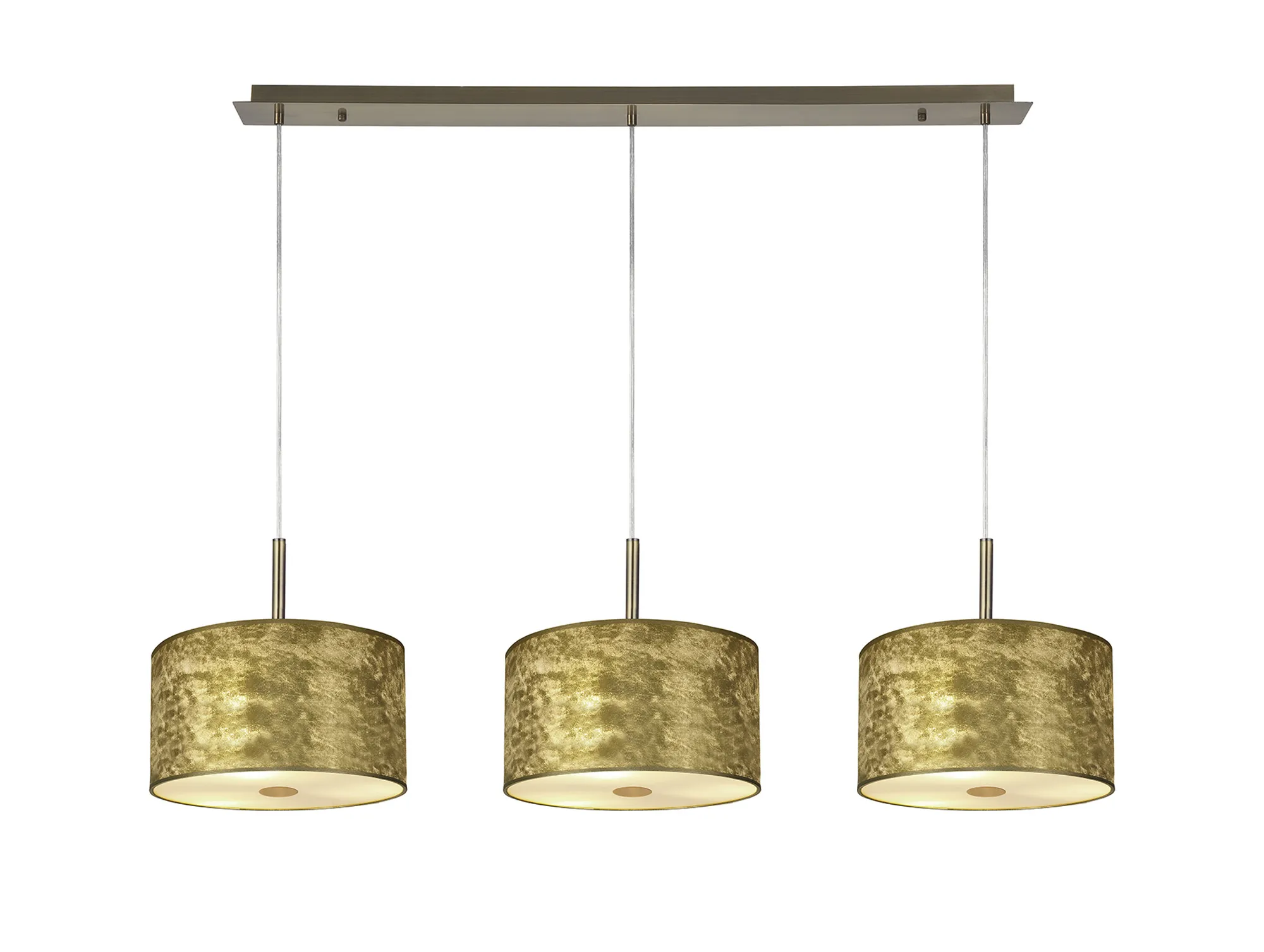 DK0845  Baymont 30cm Shade 3 Light Pendant Antique Brass; Gold Leaf; Frosted Diffuser